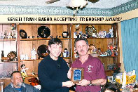 Frank Baehr receives Shito-Kai Canada's Friendship Award.