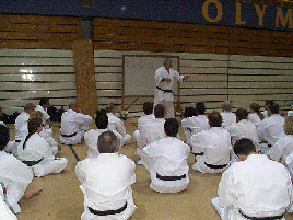 McCarthy sensei explaining history of Karate & Kata Aragaki Niseishi.