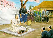 Lord Asano preparing for seppuku (ritual suicide).